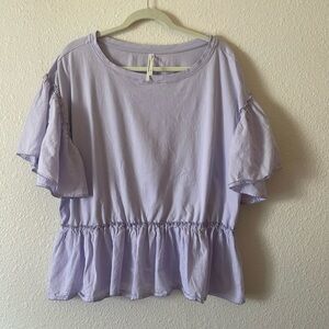 Anthropologie Purple Flutter Sleeve Peplum Blouse size X-Large
